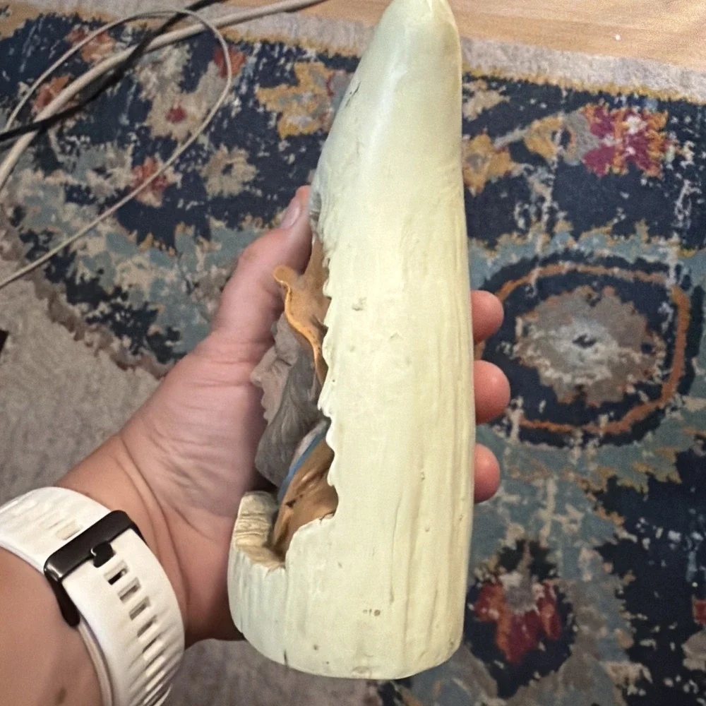 Vintage Faux Whale Tooth with Carved Sailor Nautical Figurine 6